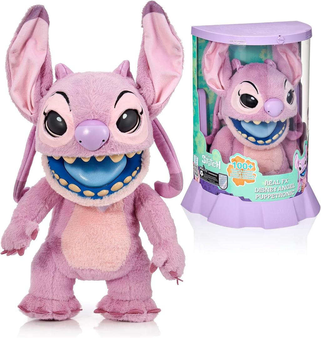 WOW! STUFF Disney Angel Puppetronic by RealFX | with a Limited 1st Edition Certificate | Looks, Feels & Sounds Real! | Disney's Lilo & Stitch | Over 100 Action & Sounds | 18" High | Ages 6+