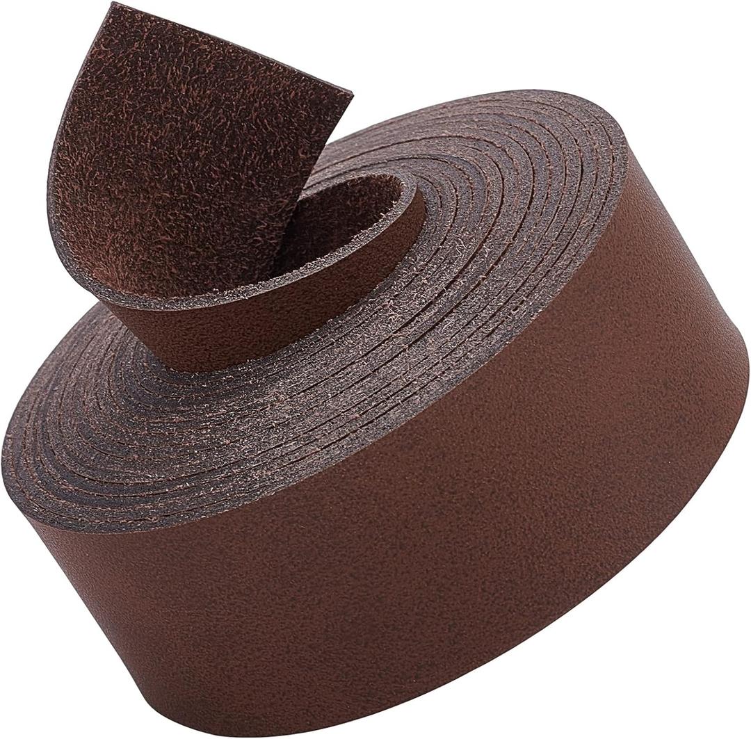 GORGECRAFT Dark Brown Genuine Leather Strap Strip 1 Inch Wide 79 Inch Long Leather Belt Strips Wrap Single Sided Flat Cord for DIY Crafts Projects Clothing Jewelry Wrapping Making Bag Handles