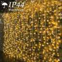 200 LED Curtain String Lights 9.8 * 6.6FT Plug in Fairy with Timer and 8 Modes, Waterproof Window Wall for Bedroom Wedding Party Indoor Outdoor Christmas Decor