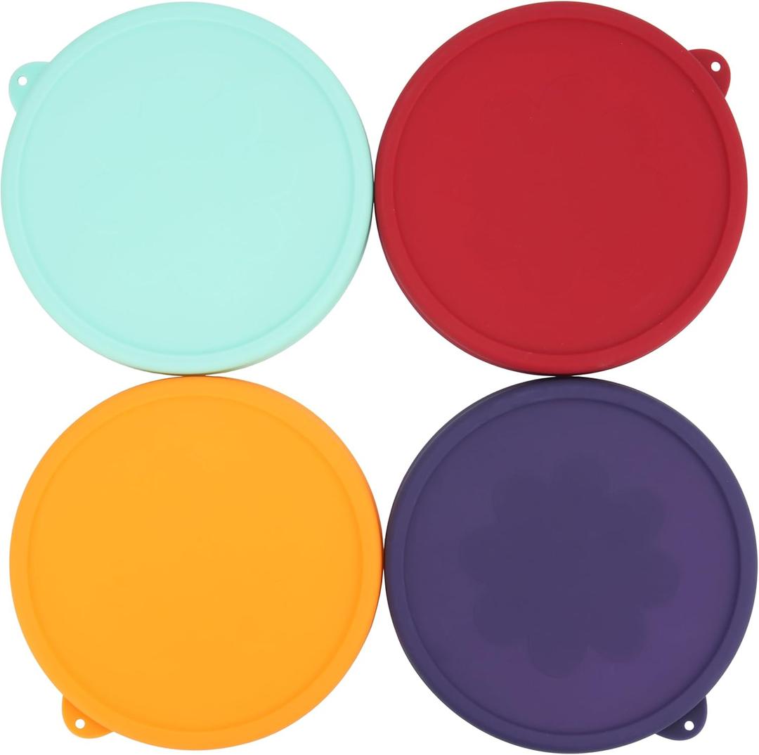 4 Cup Round Silicone Storage Cover Lids Replacement for Anchor Hocking and Pyrex 7201-PC Glass Bowls (Container not Included) (Mix) 4 Pack