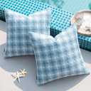 MIULEE Pack of 2 Outdoor Waterproof Throw Pillow Covers Decorative Outdoor Pillowcases Farmhouse Water Resistant Cushion Covers for Patio Garden Couch Chair Tent Balcony Summer, 18x18 Inch Light Blue