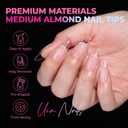 UNA GELLA Almond Nail Tips 360Pcs, 15 Sizes No Filing Needed Soft Gel Medium Almond Nail Tips Clear Full Cover, Pre-Etched Fake Nails, Soak Off Acrylic Extensions for DIY Manicure