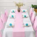 Horbaunal 12 Pack Light Pink Satin Table Runner 12 x 108 Inch, Smooth Table Runners for Wedding Banquets Birthday Party