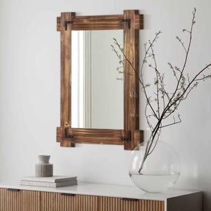 MeMoreCool Farmhouse Rustic Wood Framed Bathroom Mirror, Decorative Wall Mounted Rectangular Mirror for Bedroom, Living Room, or Bathroom, 24x36 Inch (36"L x 24"W)