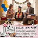 Thyle 6 Pcs Graduation Gifts for Her 2026 College Congratulations Grad Gifts for Women and So the Adventure Begins Tote Bag Makeup Bag Socks Bracelet Card Cup for Women High School Daughter Friends