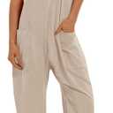 Muchpow Women's V Neck Sleeveless Jumpsuits Spaghetti Straps Harem Long Pants Overalls With Pockets (Khaki), XS