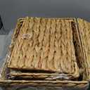 Set of 3 Wicker Storage Baskets with Lid, Large Rectangular Rattan Basket Decorative Boxes, Natural Water Hyacinth Wicker Basket for Shelf Organizer, Nursery Room