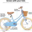 KEANO Girls Bike for 2-12 Years Old Toddlers and Kids, 12" 14" 16" 18“ Retro Style Kids Bike with Basket & Training Wheels, 20 Inch Kids' Bicycle with Kickstand, Multiple Colors