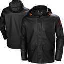 Helly-Hansen Workwear Gale Mens Waterproof Rain Jacket - Heavy-Duty PU Polyester Windbreaker - Packable Hood & Hem (Small, 990 Black)