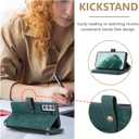 UEEBAI Case for Samsung Galaxy S22 Plus 5G, 9 Card Slots Retro Leather Wallet Shockproof Flip Cover with Hand Strap Card Slots Zipper Pocket Kickstand Handbag Magnetic Closure - Retro Green