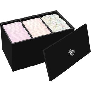 Tampon Box for Bathroom, Tampons and Pads Storage Holder, Women Period Organizer Container, Black