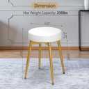 360 Swivel Vanity Stool, Vanity Chair Stools for Makeup Room, Round Faux Leather Makeup Chairs, Modern Small Ottoman Foot Rest with Metal Legs for Living Room, Bedroom, White&Gold