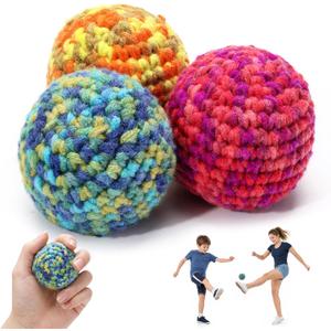 2 x 3 Pack Handmade Crochet Hacky Footbag, Colorful Woven Kick Sack Balls for Adults, Beginner Juggling Balls, Outdoor Party Game Beach Toys