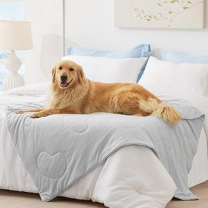 Cooling Blanket for Large Dogs - High Q-MAX 0.4+ Cold Washable Pet Mat, Travel Soft Dog Summer Essentials, Grey, 40"x50"