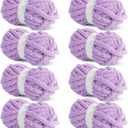 Hombys Purple Chunky Chenille Yarn for Crocheting & Knitting, Super Bulky Thick Fluffy Yarn for Hand Knitting Blanket, Soft Plush Yarn, 8 Jumbo Pack (27 yds, 8 oz Each Skein)