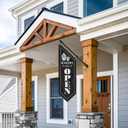 Bakery Open Sign, Vintage Double-Sided Polyester Flag with Flagpole & Bracket, Cottage Outdoor Bakery Goods Hanging Flag for Fresh Bread, Pastries & Baked Goods Display