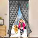 AEOCOO Insulated Door Curtains, Fit Size up to 36 x 80 Inches for Doorways/Front/Back/Basement, Magnetic Thermal Door Cover for Winter, Oxford Filled with Thick Cotton to Keep Warm, Grey, Diamond