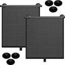 Car Window Shade for Side Windows, 2 Pack Retractable Sun Shade for Car with Strong Suction Cups, Roller Sunshade Blocks Heat UV Rays and Glare for Baby Kids Pets Passengers (L: 19.6"x19.6")