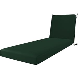 California Umbrella Outdoor Chaise Lounge Cushion, 24 x 78 Inch, Premium Outdoor Memory Foam, Fade Resistant Sunbrella Fabric, Patio Lounger Cushion with Fabric Ties, Forest Green