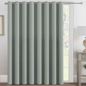 H.VERSAILTEX Blackout Patio Curtains 100 x 84 Inches for Sliding Door Extral Wide Blackout Curtain Panels Thermal Insulated Room Divider - Grommet Top, 7' Tall by 8.5' Wide - Light Sage
