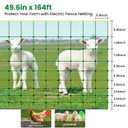 Electric Fence Netting, 49.6" H x 164'L Portable Livestock Nets for Cattle, Sheep, Goat, Hogs, Larger Animals, Electric Fencing with 14 Pre-Assembled Double-Spiked Posts for Backyards, Ranches, Farms