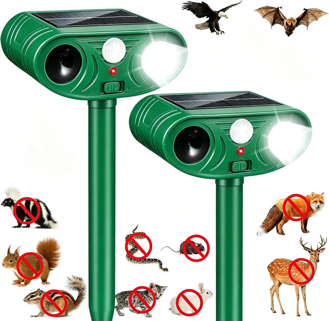 2 Pack Cats Deterrent Ultrasonic Animal Deterrent with Flashing Light