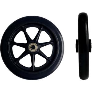 2Pcs 6 Inch Black Wheels for Walker - Universal Hard Rubber Walker Wheels Replacement, Fit Drive Rollator & Wheelchair Wheel, All-Floor Safe Rolling, Essential Walker Accessories