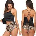 Ekouaer Silk Pajamas Set for Women Satin Backless Lingerie Pjs Cami Top and Shorts Nightwear XS