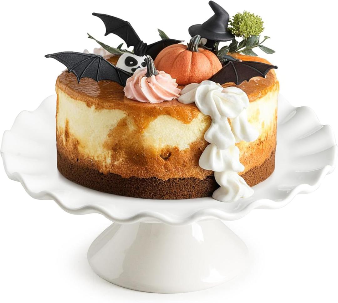 Small Cake Stand for Cupcakes, Donuts, 8 Inch Porcelain Cake Stand for Dessert Table, Vintage Cupcake Platter for Tea Party Decorations, Mini Dessert Display Stand - for 6" Cakes