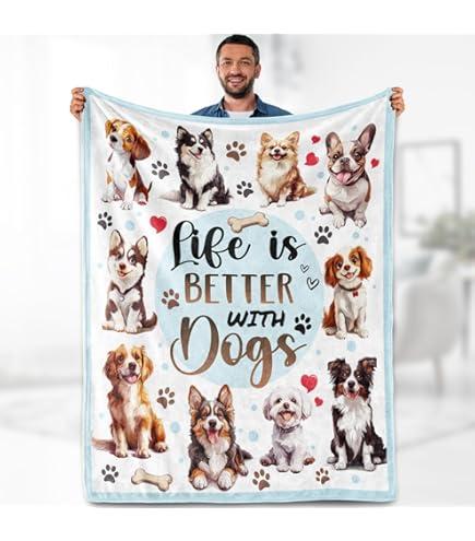 Dogs Throw Blanket, Funny Whimsical and Happy Faces of Puppies Animal Love Pets Throw Blanket 50"x60"
