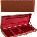 Vasitelan Electric Guitar Hard Case, Rectangle Wooden Hard-Shell Protective Carrying Case for Standard KST/KTL/170 Style (Brown)