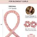 Heatless Curls Overnight Hair Curler to Sleep in Soft Large Jumbo Hair Rollers Flexi Rods for Long Hair Blowout Look Big Curl, No Heat Overnight Curls Satin Heatless Curling Rod Set with Claw Clip, Pink