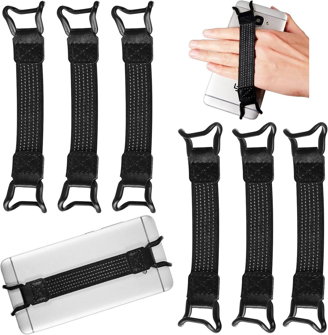 Weewooday 6 Pieces Mobile Phone Security Hand Strap Holder for 5.2-7.5 Inch Smartphones, Security Hand Grip Phone Accessory Universal Drop Prevention Elastic Bundle Grip Belt