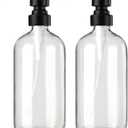 AmazerBath Soap Dispenser, 2 Pack Glass Soap Dispenser with Stainless Steel Pump, 17 Oz Bathroom Hand Soap Dispensers Bottle for Bathroom & Kitchen, Clear & Black