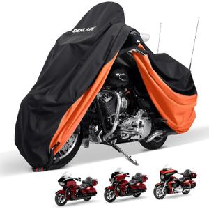 Waterproof Motorcycle Cover with Side Top Box Compatible with Harley Davidson Touring Ultra Limited Street Glide Road Glide Electra Glide Honda Outdoor All Weather Protection, 96.5"