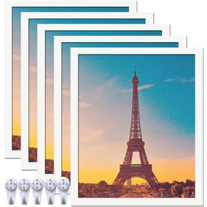 20x24 Picture Frame Set of 5, White Photo Frames High Transparent Wall Gallery Desktop Horizontal Vertical for Canvas Collage Photo Poster Certificate 20 x 24 inches