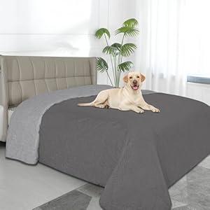Easy-Going Waterproof Dog Bed Cover Reversible Leak Proof Pet Blanket Replacement Mat for Furniture Washable Couch Cover Sofa Cover for Dogs Cat(52x86 Inch, Gray/ Light Gray)