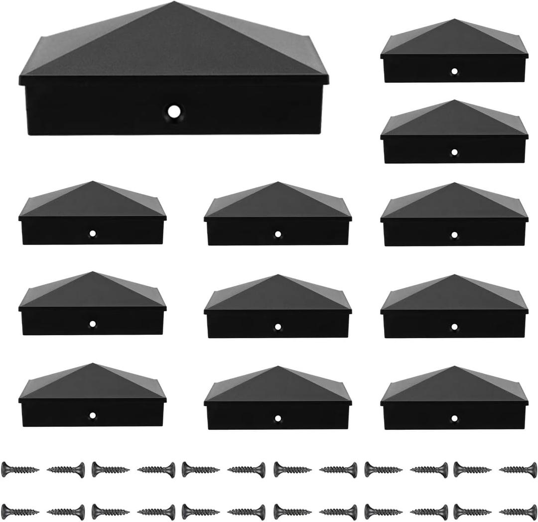 12PCS Aluminum Pyramid 4x4 Wood Fence Post Caps (True/Actual 3.5"x 3.5"), Post Caps 4x4 Cover with Matte Finish Powder Coated Surface,Water-Proof UV-Proof,Keep Post from Cracking and Rotting 12PCS Aluminum Pyramid 4x4 Wood Fence Post Caps (True/Actual 3.5"x 3.5"), Post Caps 4x4 Cover with Matte Finish Powder Coated Surface,Water-Proof UV-Proof,Keep Post from Cracking and Rotting