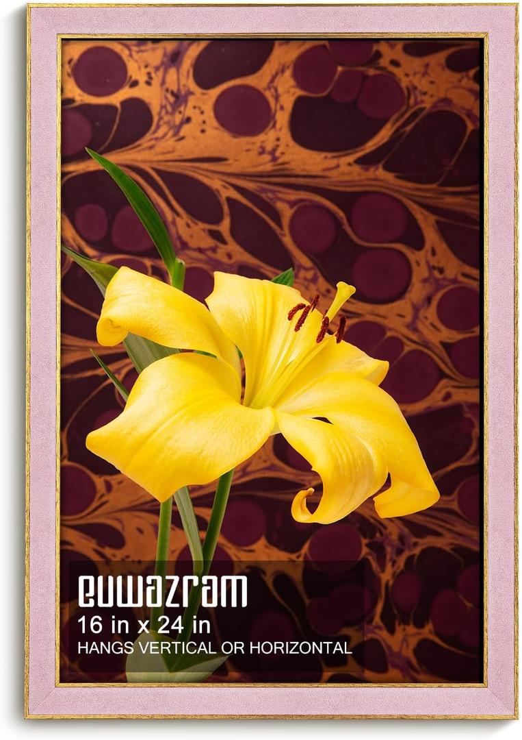 Suede 16x24 Frame - Single Frame, Christmas Elegant Pink 16 x 24 Poster Frame, 16x24 Picture Frame for Artwork Puzzles Photos and Movie Posters