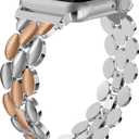 Moolia Elegant Metal Strap Compatible with Apple Watch Band 42mm 44mm 45mm 46mm Metal Fashion Women Replacement Strap Bracelet for iWatch Series 11/10/9/8/7/6/5/4/3/2/1/Ultra(1/2/3) Rose Silver