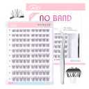 GAQQI Self Adhesive Eyelash Clusters, Natural Look No Glue Lashes 1016mm, No Band Self Adhesive Lash Clusters 100pcs, Press On Lashes Invisible Band, With Lash Tweezer (LACE)