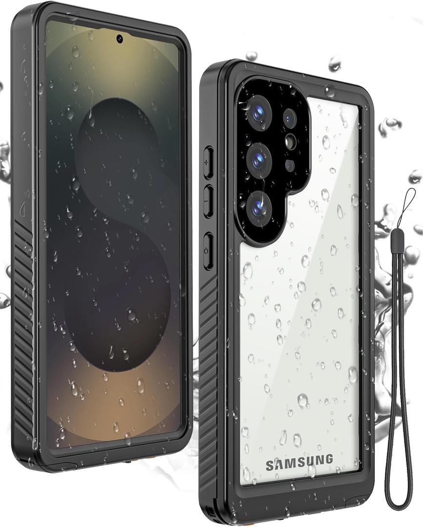 Miimall for Samsung Galaxy S25 Ultra Case Waterproof,IP68 Underwater,360 Full Heavy Duty Protection,Built-in Screen&Camera Protector,Military Shockproof Dropproof Rugged Case for S25Ultra,Black/Clear