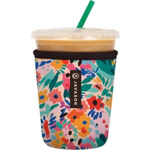 Sok It JavaSok Iced Coffee & Cold Soda Insulated Neoprene Cup Sleeve (Abstract Floral, Small: 16-20oz)