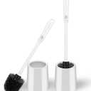 Toilet Brush and Holder Set, 2 Pack Long Handle Non-Slip Grip Toilet Bowl Brush, Hard Toilet Brush, Deep Cleaning for Bathroom, Easy to Assemble White