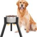 Dog Bowl Stand for Medium Large Dogs, Adjustable Width Elevated Dog Bowls 7-10.6", Raised Dog Food Water Bowls, 11 inch Tall Single Holder, Black,Bowl Not Included