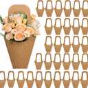 Flower Bags 50 Packs, Flower Bags for Bouquets, Kraft Paper Flower Gift Bags With Handle, Suitable for Flower Shops, Flower Bar, Weddings, Valentine's Day, Birthday Parties, Thanksgiving, Home Decoration (13.8 Inches)