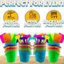 Mini 4.5-Inch Beach Buckets for Kids - (12 Pack) Sand Buckets and Shovels w/Rakes & Mesh Bags - Small Beach Pails - Sturdy Unbreakable Plastic - Beach Party Favors & Giveaways for Toddlers Ages 3-6
