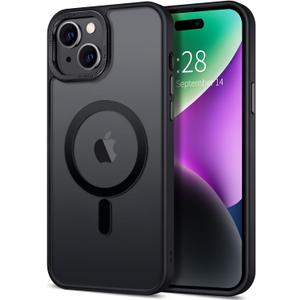 Hython Case for iPhone 14 Case Magnetic Translucent Matte Phone Cases 6.1" [Compatible with MagSafe] Thin Slim Fit Shockproof Bumper Hard Protective Cover for Women Men Girls, Frosted Black