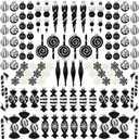 120 Pcs Black and White Christmas Tree Ornaments Christmas Ball Snowflake Hanging Candy Ornaments Swirl Lollipop Ornament Candy Cane Decorations for Xmas Tree Party Decor
