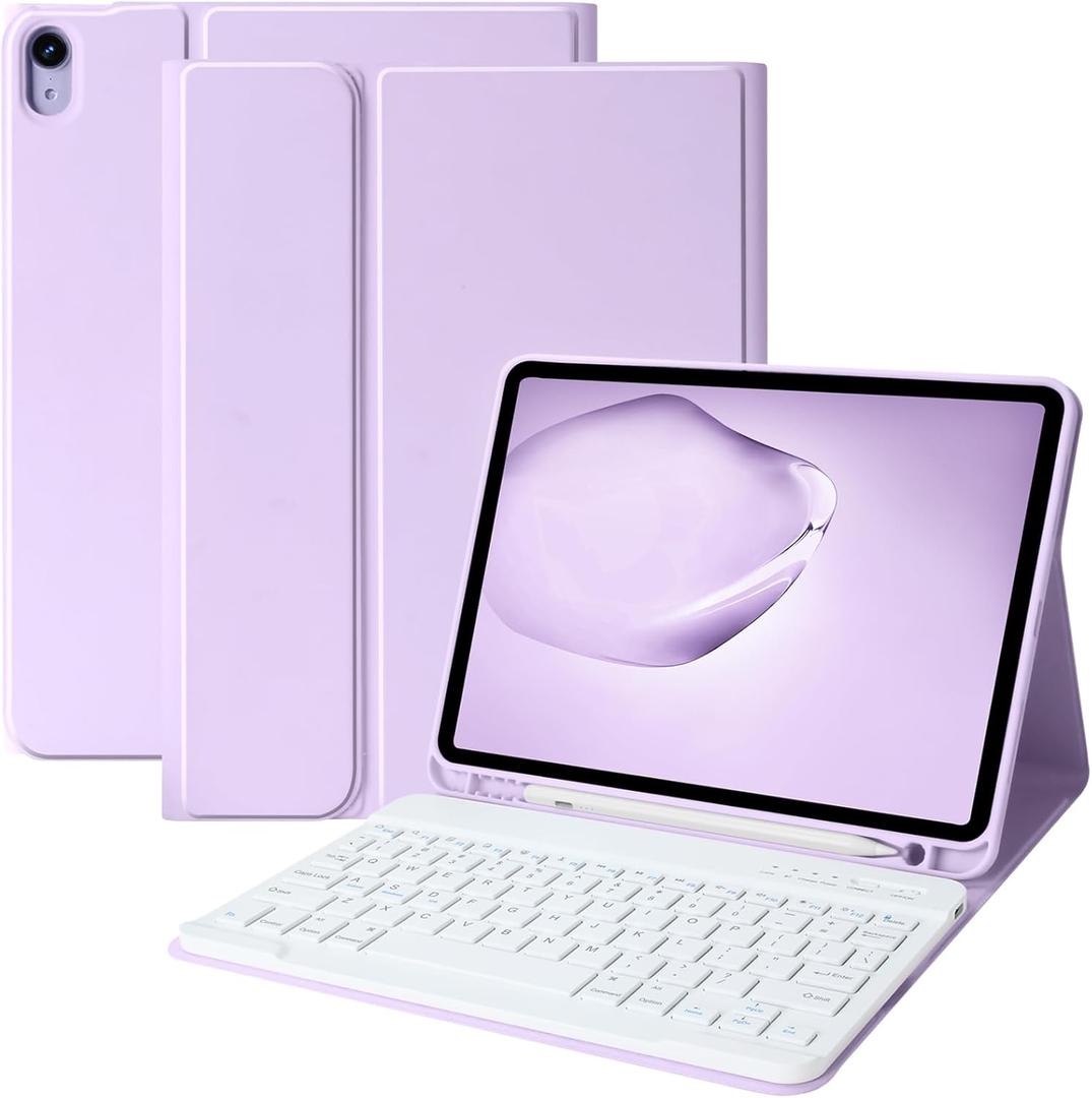 BQSS Keyboard Case for iPad Air 11" (M2) 2024 Detachable Keyboard Case for iPad Air 5th Generation 10.92022 case with keyboard for Air 4th Gen 10.9 Inch 2020/ Pro 11" 2018 Pencil Holder Purple